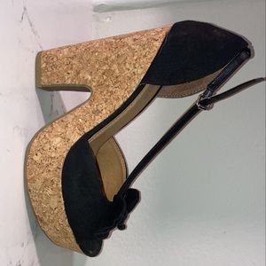 Black Platform Cork Heel